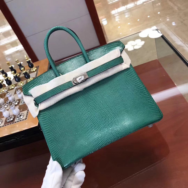 エルメス バーキン25 マラカイト リザード シルバー金具
