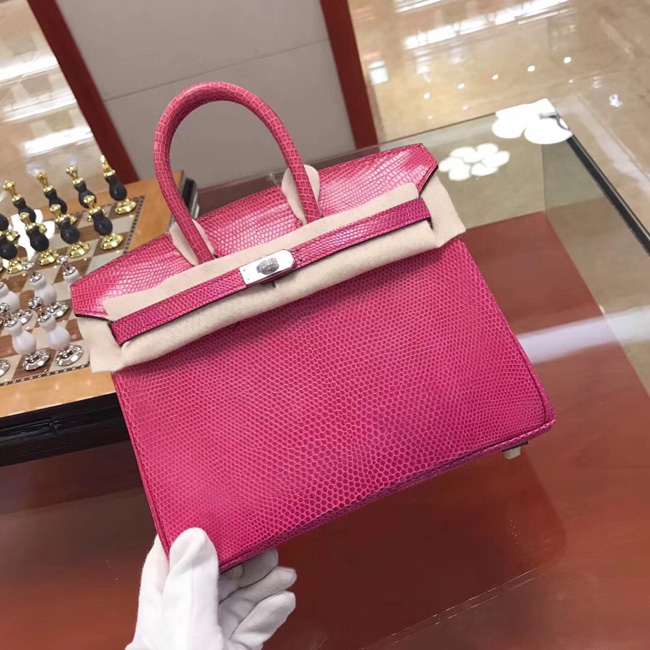 エルメス バーキン25 ローズショッキング リザード シルバー金具