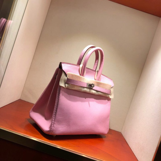 エルメス バーキン25 ピンク リザード シルバー金具