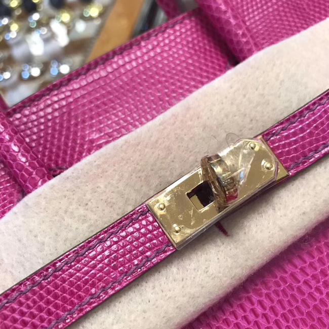 エルメス バーキン25 ローズパープル リザード ゴールド金具