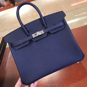 エルメス バーキン25 ブルーサフィール ヴォーエプソン シルバー金具