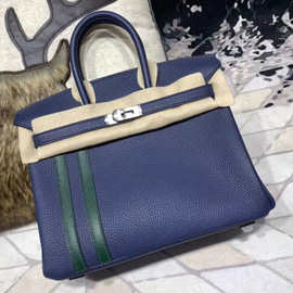 エルメス バーキンオフィシエ25 ブルーサフィール/マラカイト トゴ/スイフト シルバー金具