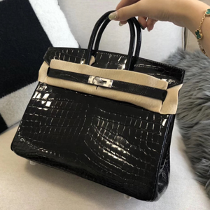 エルメス バーキン25 ブラック クロコダイル ニロティカスマット シルバー金具