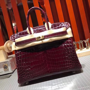エルメス バーキン25 カシス クロコダイル ニロティカス ゴールド金具