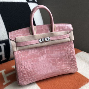 エルメス バーキン25 ピンク クロコダイル シルバー金具
