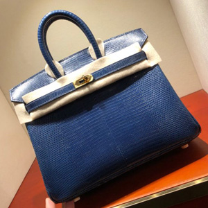 エルメス バーキン25 ブルーエレクトリック リザード ゴールド金具