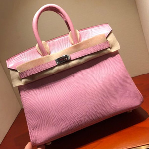 エルメス バーキン25 ピンク リザード シルバー金具