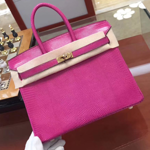 エルメス バーキン25 ローズパープル リザード ゴールド金具