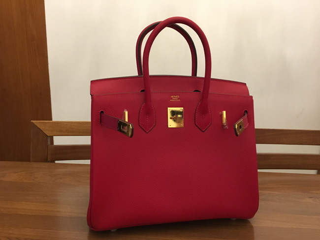 エルメス バーキン30 ルージュカザック ヴォーエプソン ゴールド金具