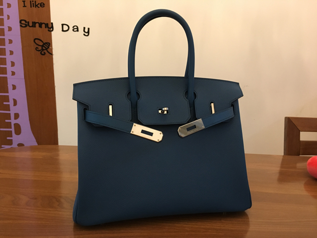 エルメス バーキン30 ブルートンペット ヴォーエプソン シルバー金具