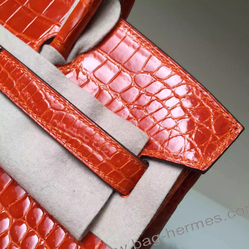 エルメス バーキン30 オレンジ クロコダイル ゴールド金具