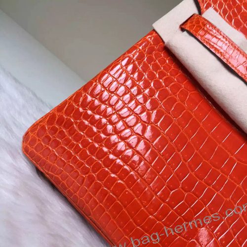 エルメス バーキン30 オレンジ クロコダイル ゴールド金具
