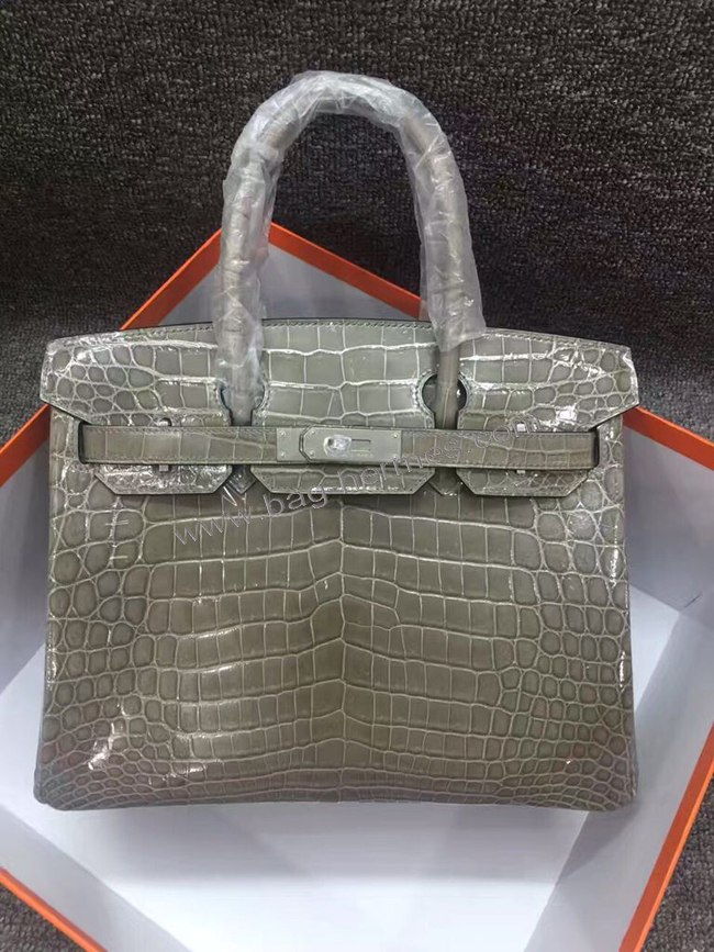 エルメス バーキン30 エトゥープ クロコダイル シルバー金具