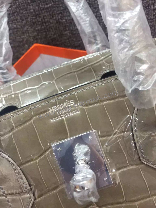 エルメス バーキン30 エトゥープ クロコダイル シルバー金具