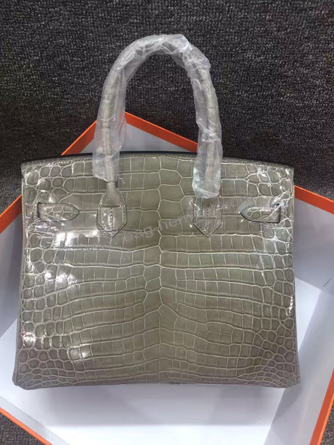 エルメス バーキン30 エトゥープ クロコダイル シルバー金具