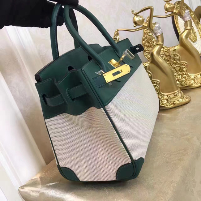 エルメス　バーキン30　マラカイト　トワルアッシュ/バレニア　ゴールド金具 