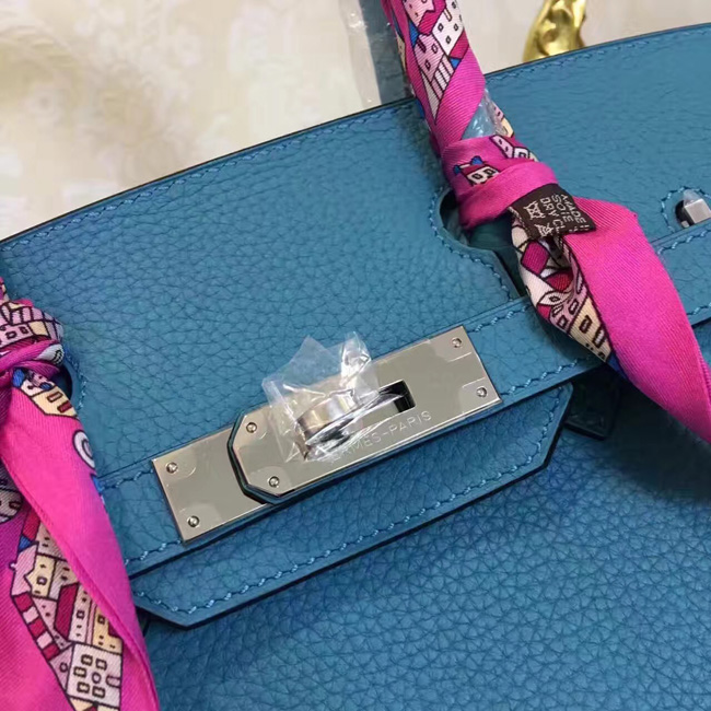 エルメス　バーキン30　ブルータラサ　トゴ　シルバー金具