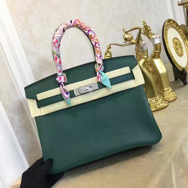 エルメス　バーキン30　マラカイト　トゴ　シルバー金具