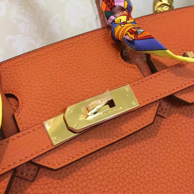 エルメス　バーキン30　オレンジ　トゴ　ゴールド金具