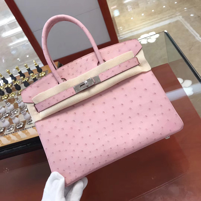 エルメス バーキン30 ピンク オーストリッチ シルバー金具