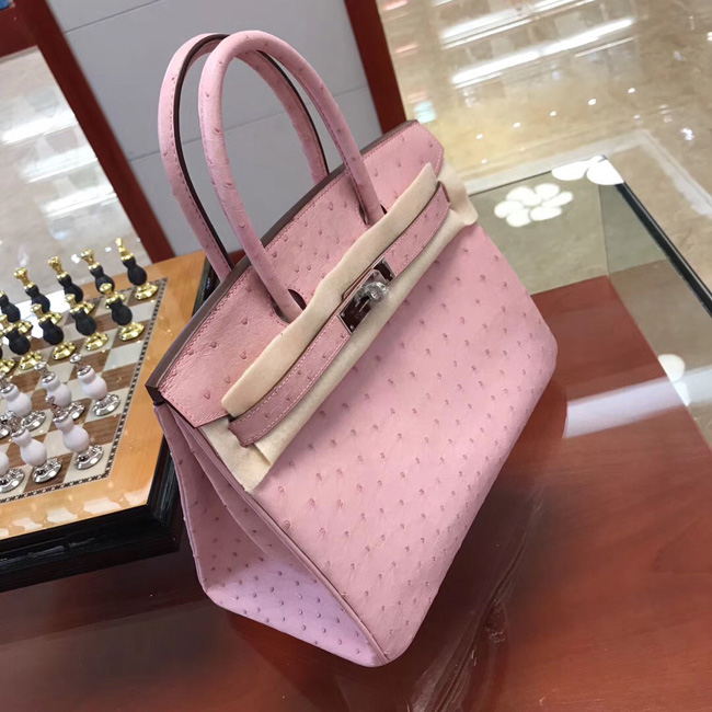 エルメス バーキン30 ピンク オーストリッチ シルバー金具