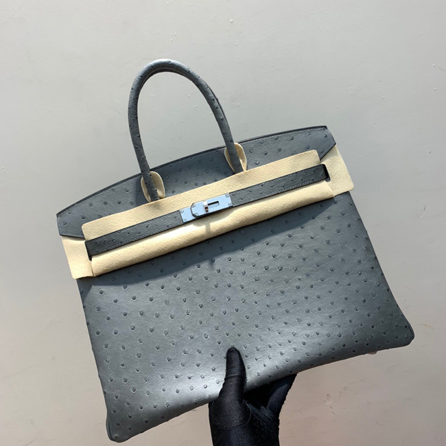 エルメス バーキン30 グリアガット オーストリッチ シルバー金具