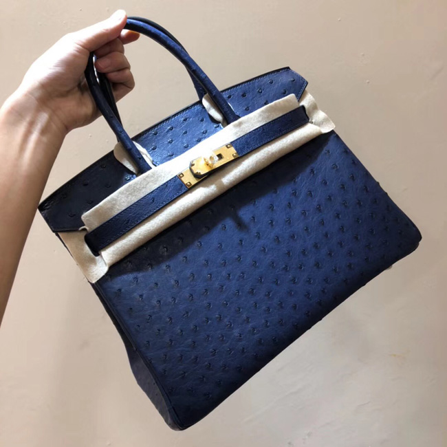エルメス バーキン30 ブルーアイリス オーストリッチ ゴールド金具
