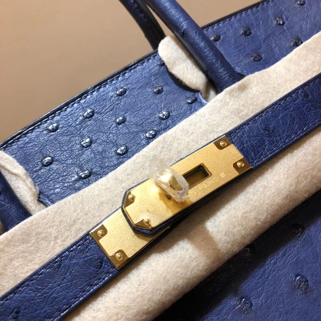 エルメス バーキン30 ブルーアイリス オーストリッチ ゴールド金具