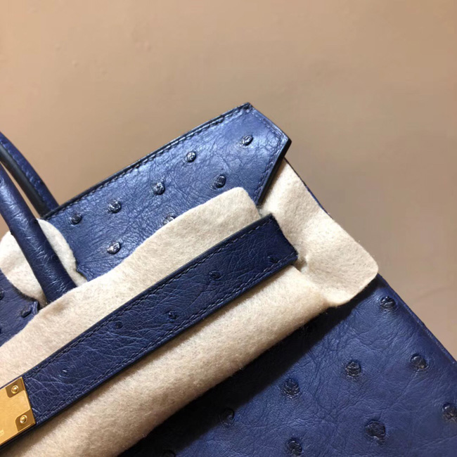 エルメス バーキン30 ブルーアイリス オーストリッチ ゴールド金具
