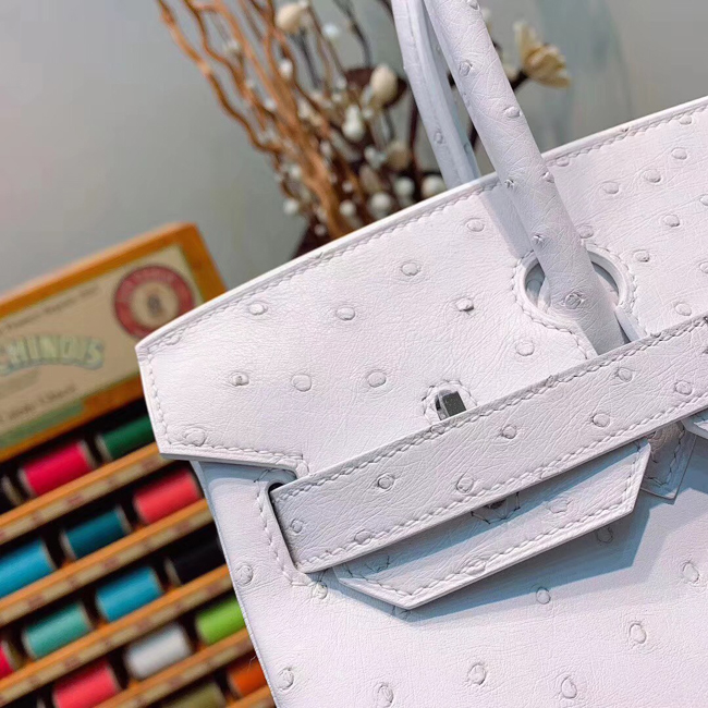 エルメス バーキン30 ホワイト オーストリッチ シルバー金具