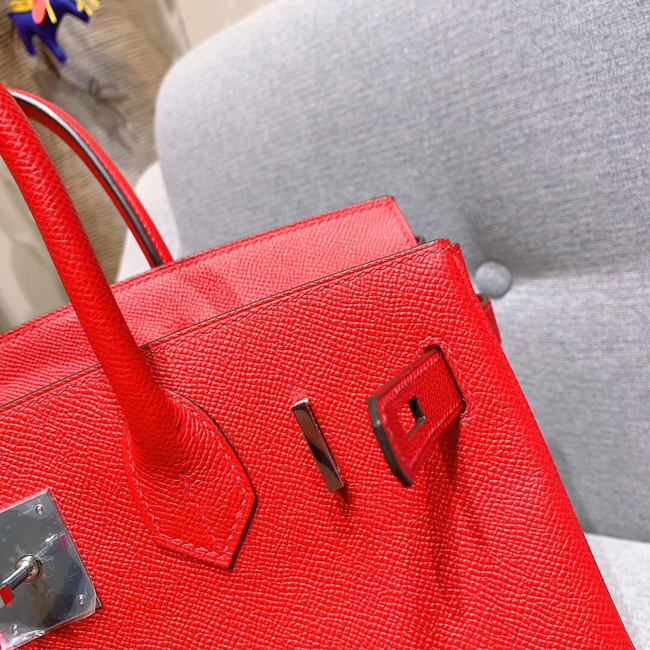 エルメス バーキン30 ルージュカザック ヴォーエプソン シルバー金具