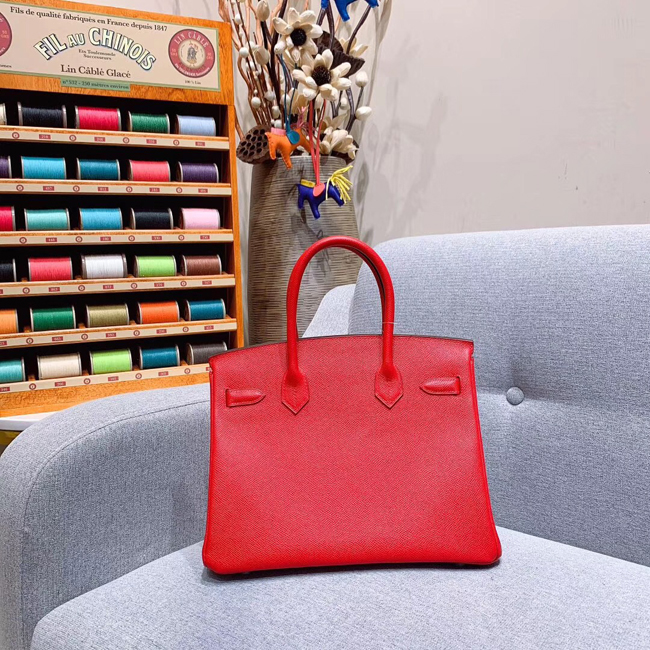 エルメス バーキン30 ルージュカザック ヴォーエプソン シルバー金具