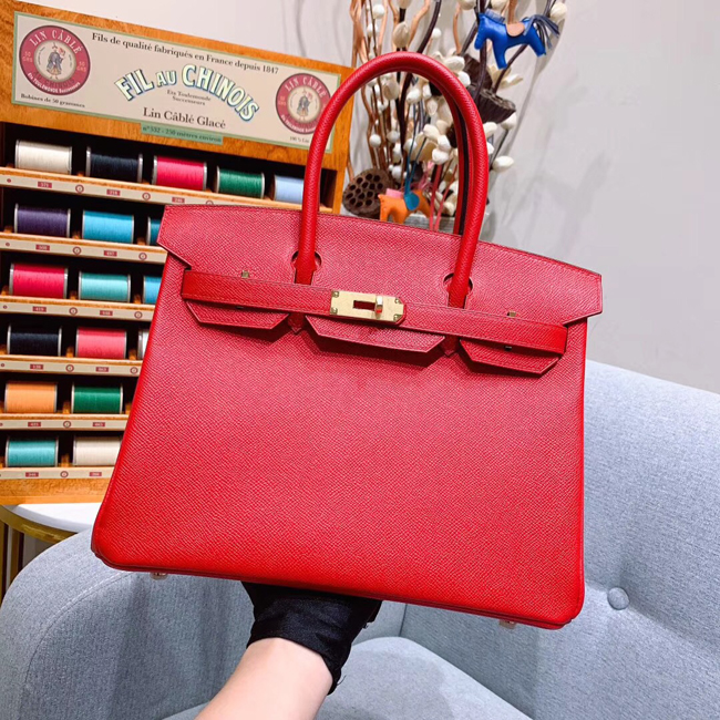 エルメス バーキン30 ルージュカザック ヴォーエプソン ゴールド金具