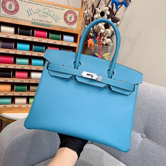 エルメス バーキン30 ブルージーン ヴォーエプソン シルバー金具