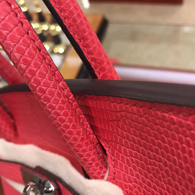 エルメス バーキン30 ルージュモワイヤン リザード シルバー金具