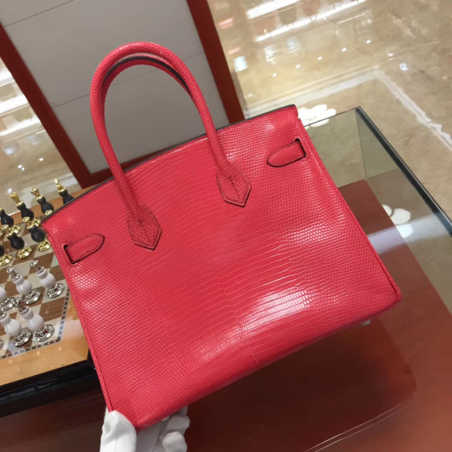 エルメス バーキン30 ルージュモワイヤン リザード シルバー金具