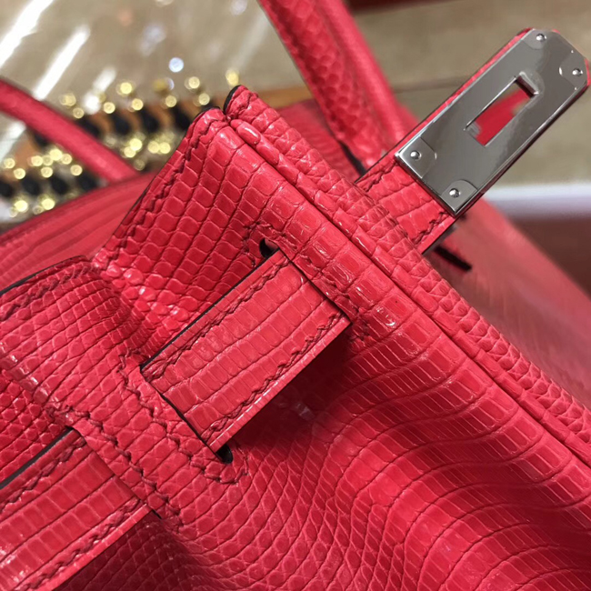 エルメス バーキン30 ルージュモワイヤン リザード シルバー金具