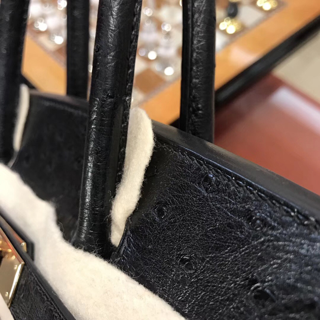 エルメス バーキン30 ブラック オーストリッチ ゴールド金具