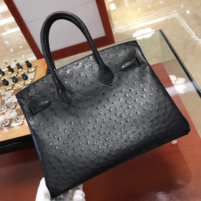 エルメス バーキン30 ブラック オーストリッチ ゴールド金具