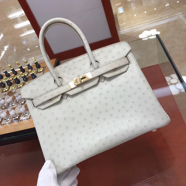 エルメス バーキン30 クレ オーストリッチ ゴールド金具