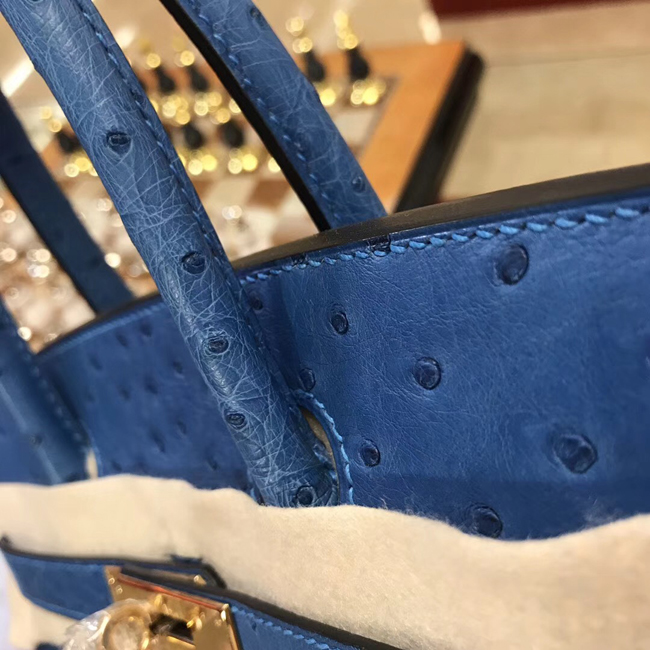 エルメス バーキン30 ブルードマルト オーストリッチ ゴールド金具