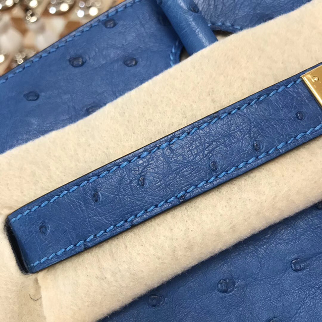 エルメス バーキン30 ブルードマルト オーストリッチ ゴールド金具