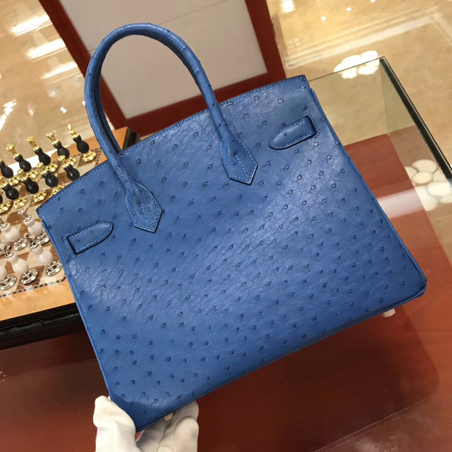エルメス バーキン30 ブルードマルト オーストリッチ ゴールド金具