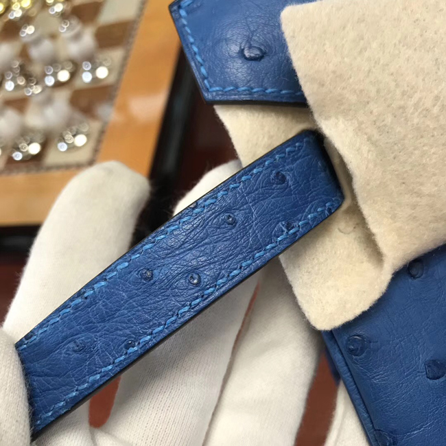 エルメス バーキン30 ブルードマルト オーストリッチ ゴールド金具