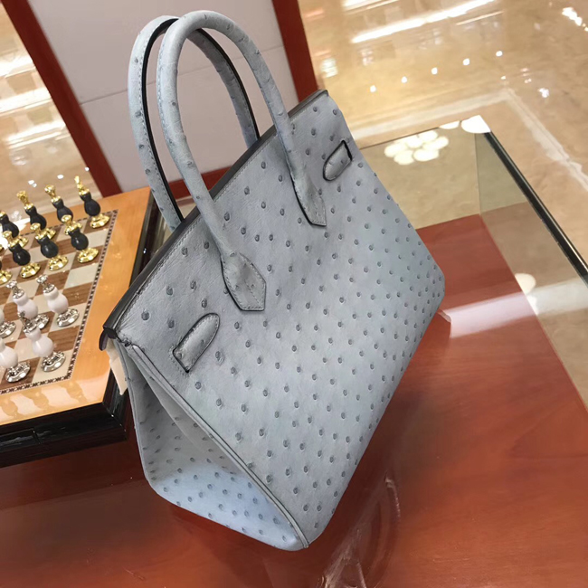 エルメス バーキン30 ブルーグラシエ オーストリッチ ゴールド金具