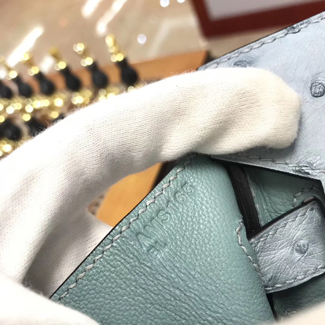 エルメス バーキン30 ブルーグラシエ オーストリッチ ゴールド金具