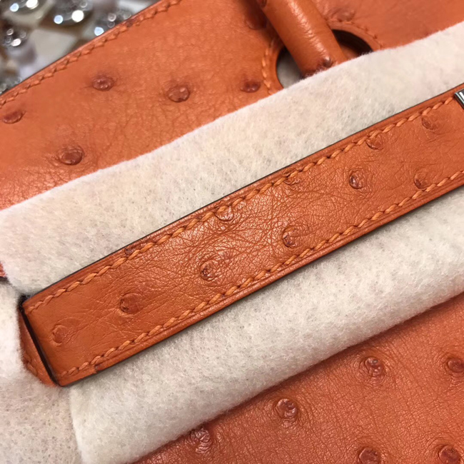 エルメス バーキン30 オレンジ オーストリッチ シルバー金具