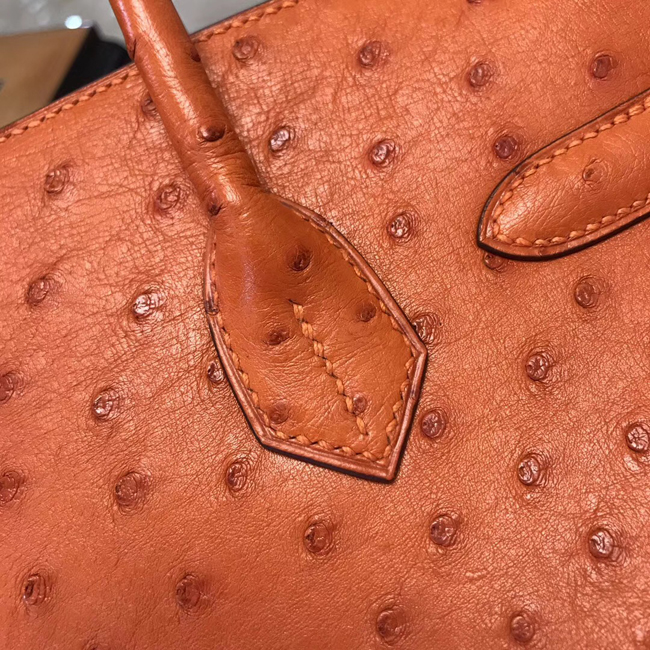 エルメス バーキン30 オレンジ オーストリッチ シルバー金具