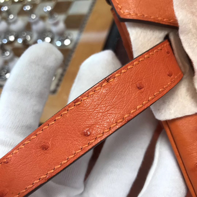 エルメス バーキン30 オレンジ オーストリッチ シルバー金具