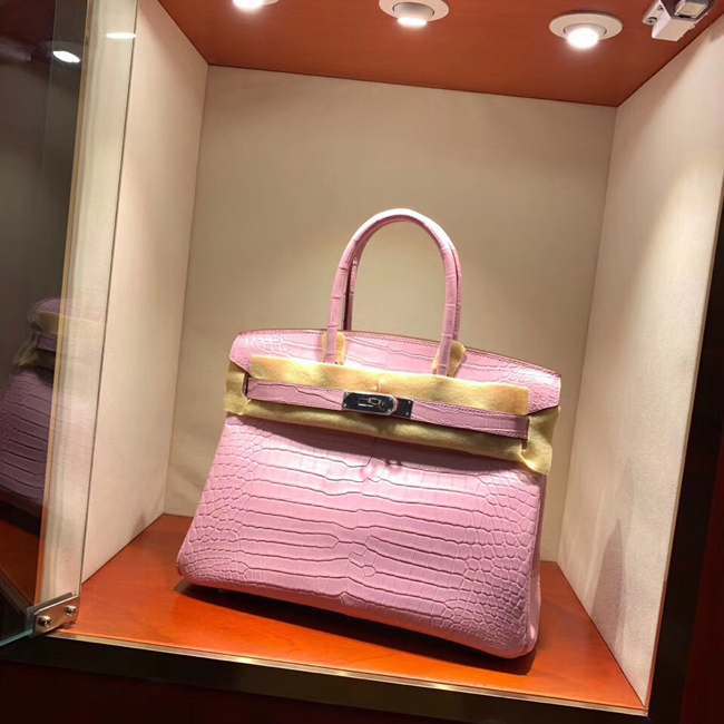 エルメス バーキン30 ピンク クロコダイル ニロティカスマット シルバー金具
